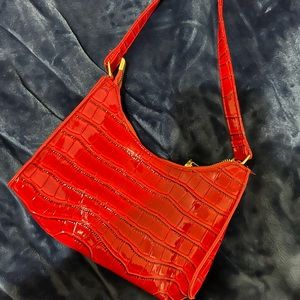 shein red snake skin band bag